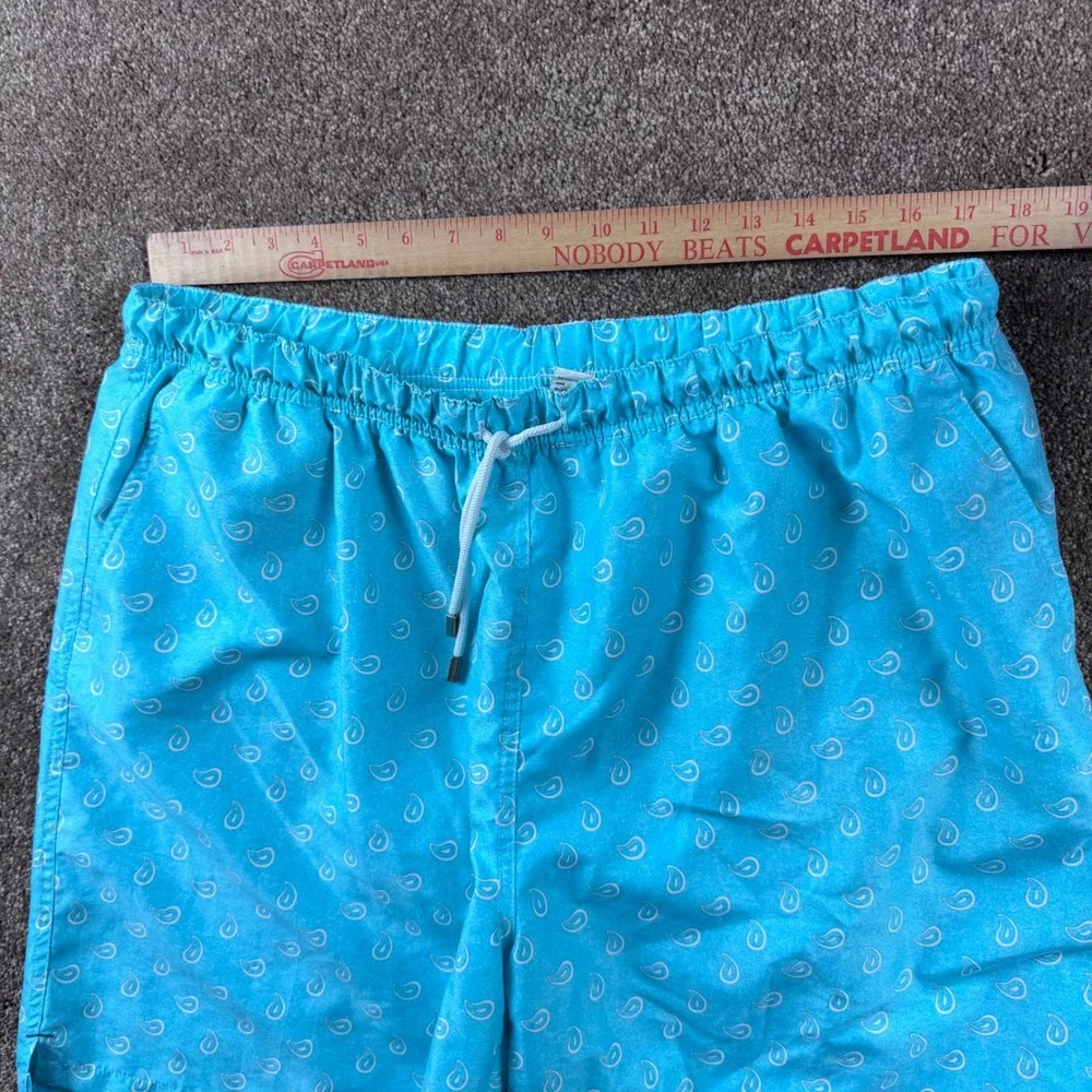 Peter Millar Mens XXL Teal Paisley Swim Trunks Mesh Lined Drawstring Shorts - Picture 4 of 8